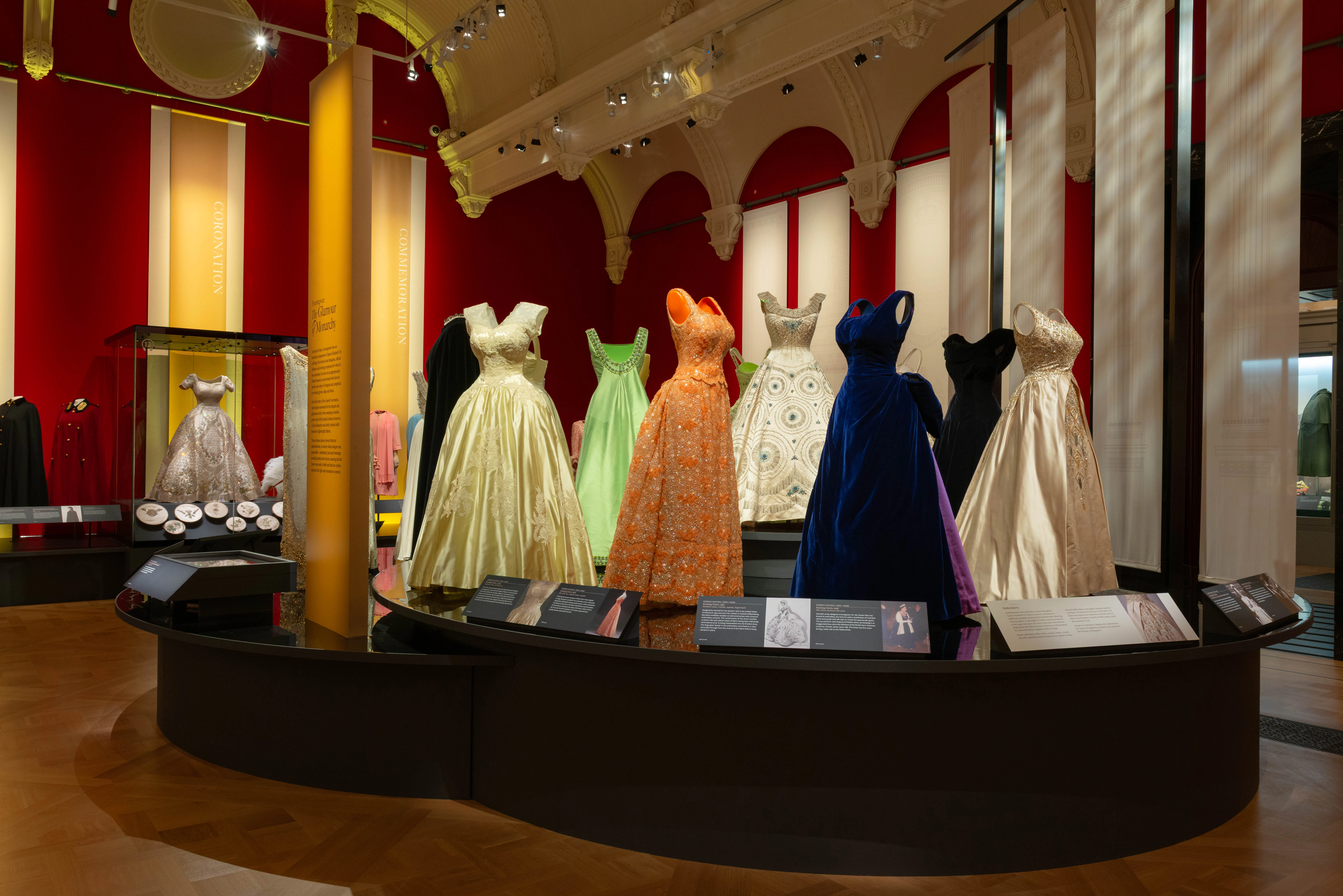 Dresses on display at the 'Her Life in Style' exhibit, The King's Gallery, Buckingham Palace.