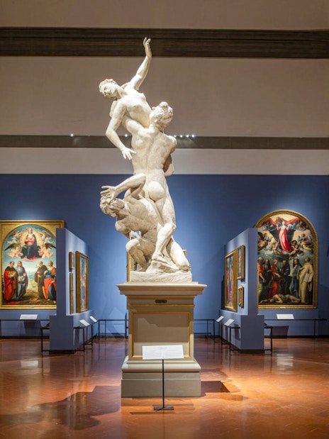 Sculpture of Abduction of a Sabine Woman in Accademia Gallery, Florence.