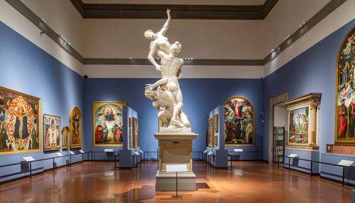 Sculpture of Abduction of a Sabine Woman in Accademia Gallery, Florence.