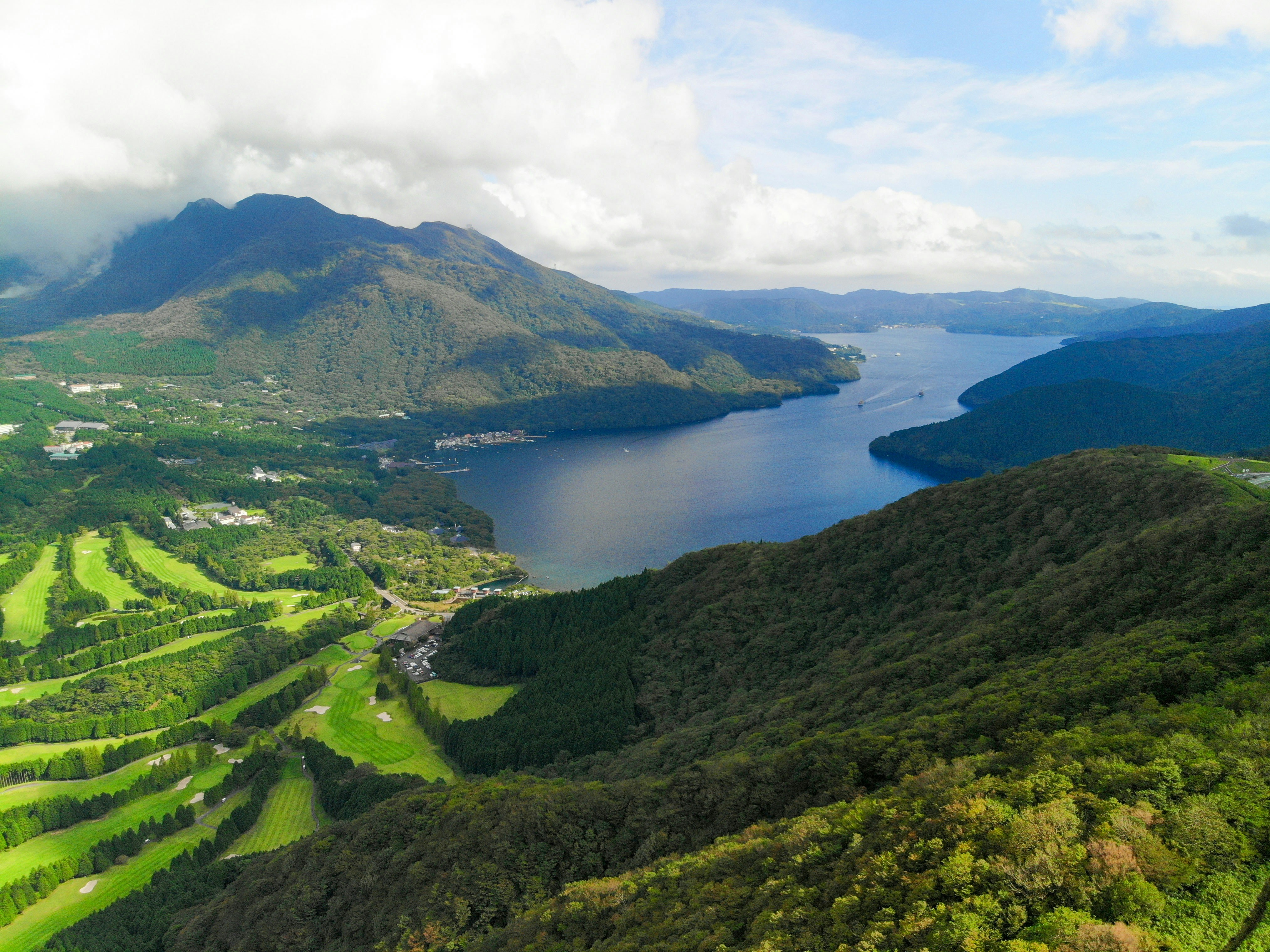 Lake Ashi sits inside a volcanic caldera
