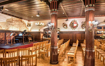 Concert hall setup at Fortress Hohensalzburg for Best of Mozart performance.