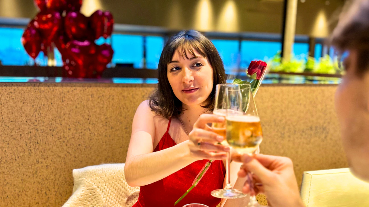 Valentine's dinner toast at Madame Brasserie, Eiffel Tower.