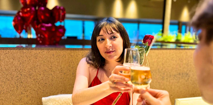 Valentine's dinner toast at Madame Brasserie, Eiffel Tower.