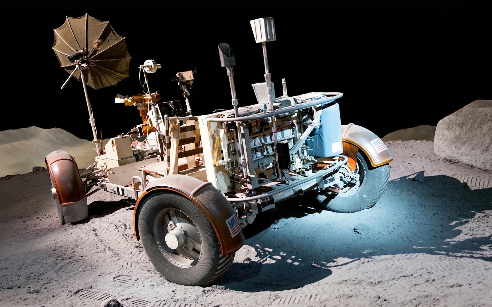 Lunar rover exhibit at Space Center Houston.