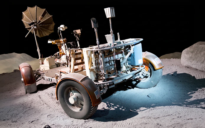 Lunar rover exhibit at Space Center Houston.