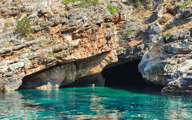 Sea cave entrance at Karaburun-Sazan National Marine Park, Albania.
