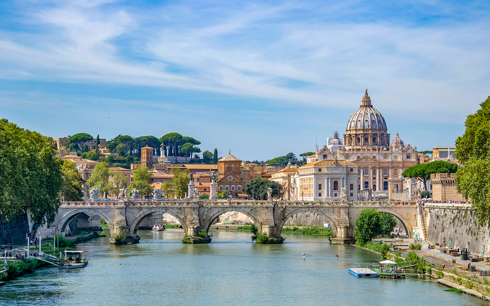 Ponte Umberto I Bridge with a view of Vatican City in Rome