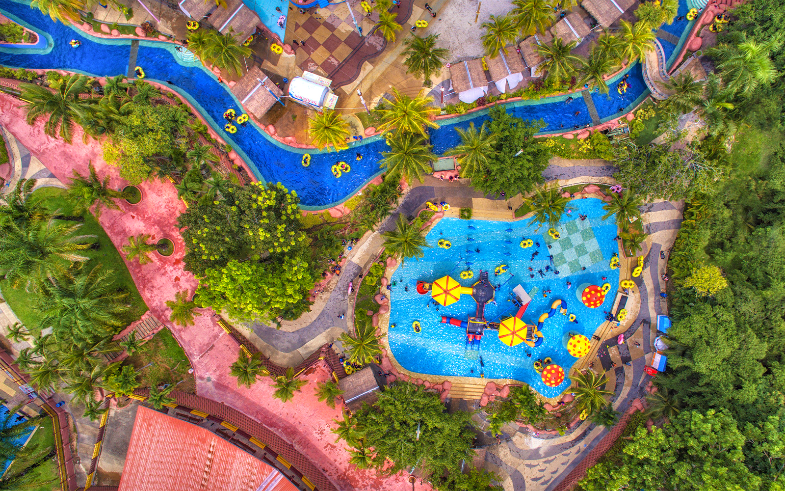 Aerial shot of A'Famosa Waterpark in Melaka