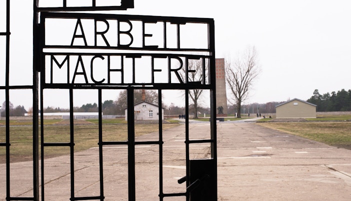 "Arbeit macht frei" gate at Dachau Concentration Camp