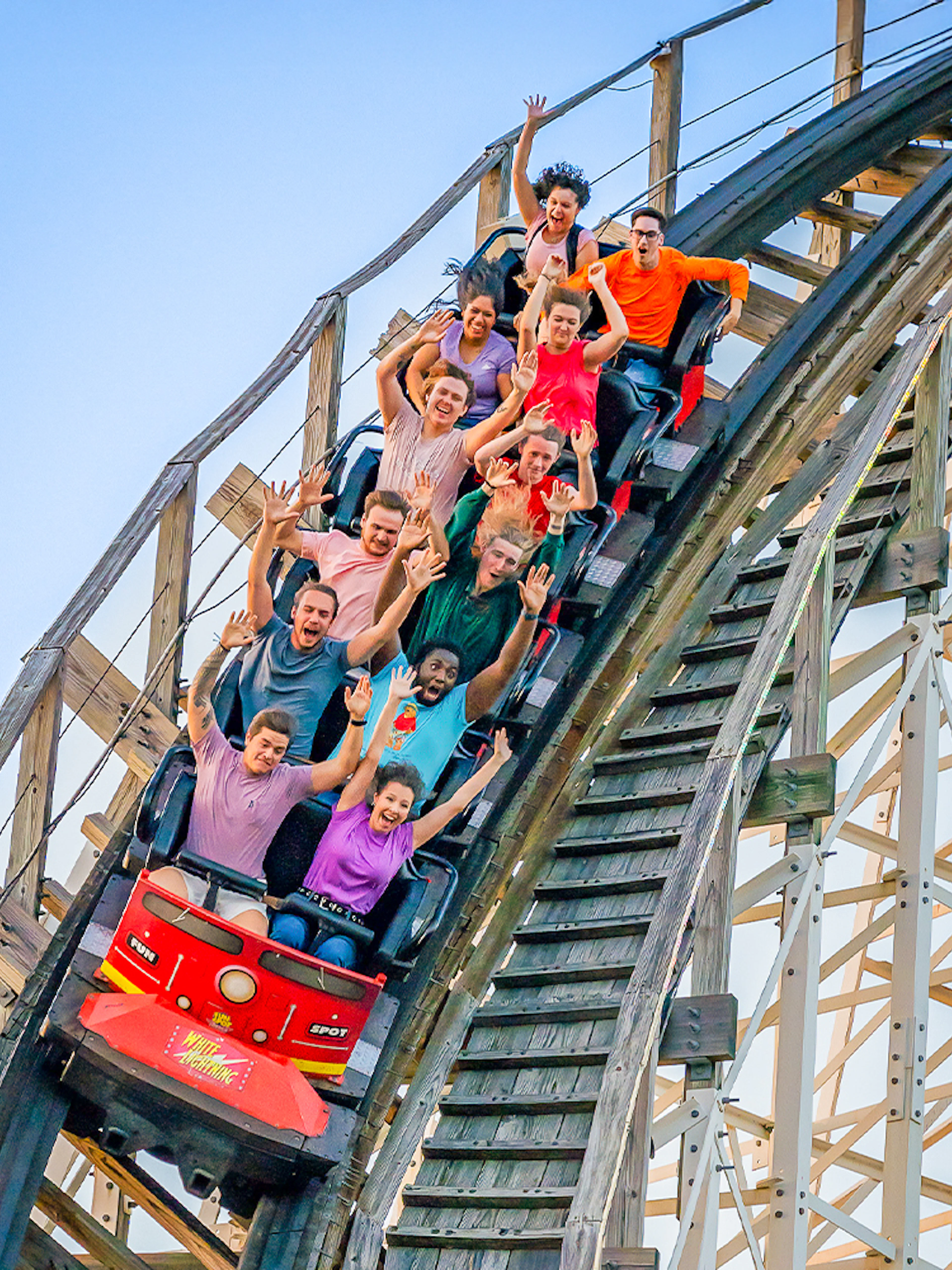 People enjoying a rollercoaster at Fun Spot America, Orlando.