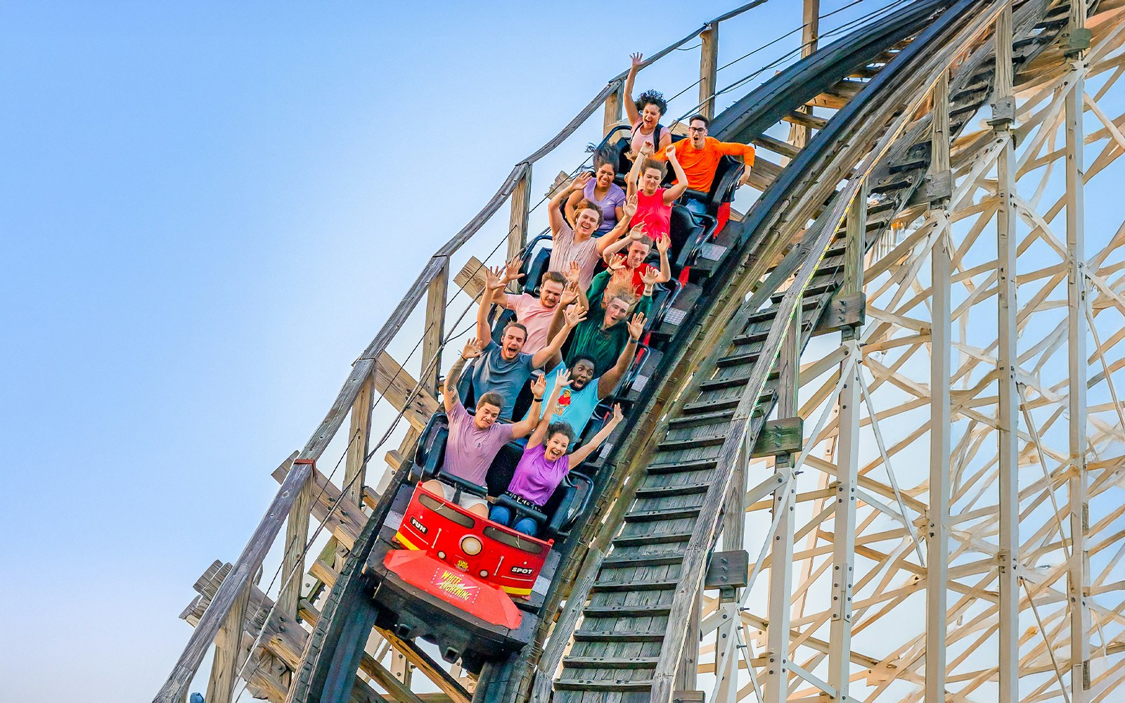 People enjoying a rollercoaster at Fun Spot America, Orlando.