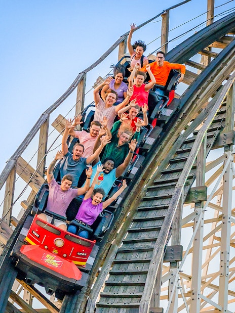 People enjoying a rollercoaster at Fun Spot America, Orlando.