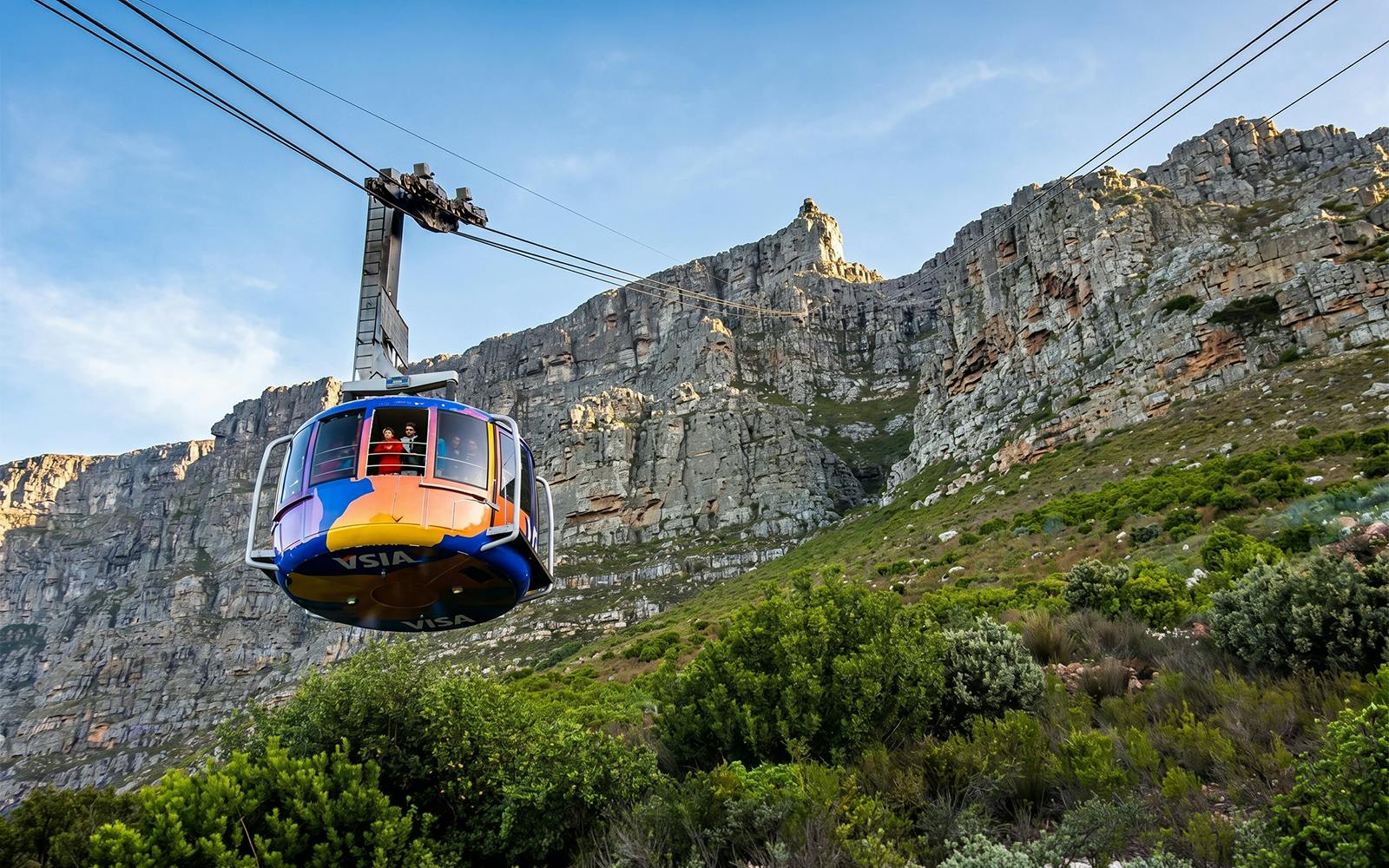 Cable car ascending Table Mountain, Cape Town.