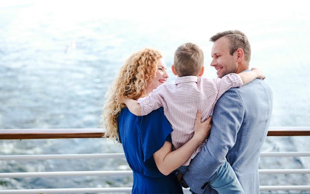 Family enjoying view on overnight ferry to Helsinki.