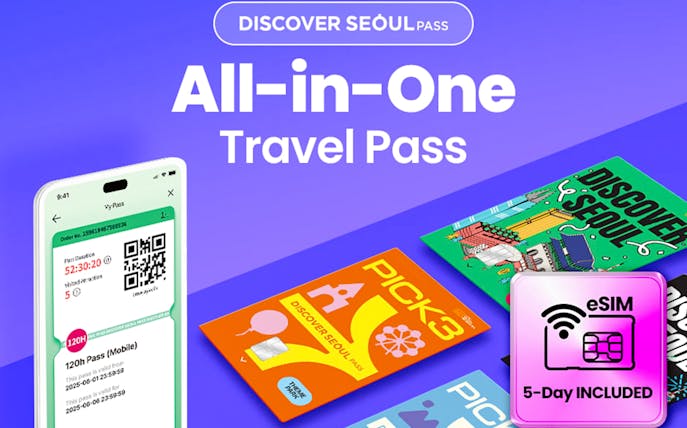 Seoul Pass with mobile ticket, theme park access, and 5-day eSIM.