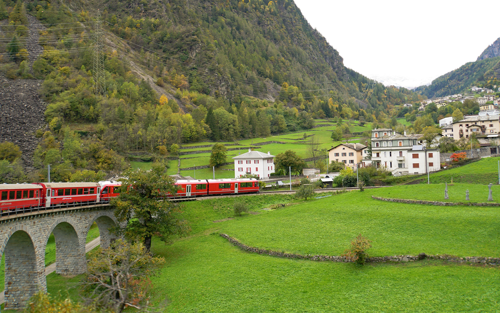 Brusio Loop Bridge from Bernina Express - Switzerland