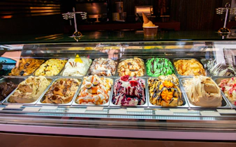 Assorted gelato flavors in a display case during Trastevere and Jewish Ghetto food tour.