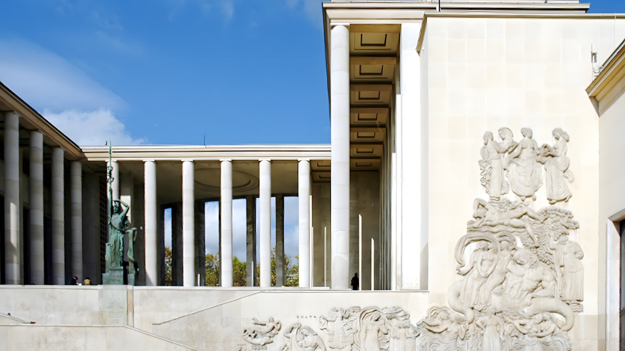Museum of Modern Art exterior with visitors in Paris, France