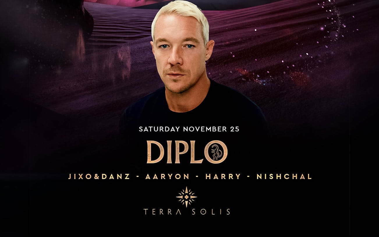 DIPLO event at Terra Solis by Tomorrowland, featuring Jixo&Danz, Aaryon, Harry, Nishchal on November 25.