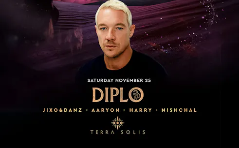 DIPLO event at Terra Solis by Tomorrowland, featuring Jixo&Danz, Aaryon, Harry, Nishchal on November 25.