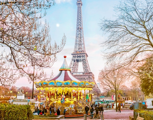 paris Christmas evening near Eiffel Tower