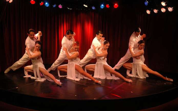 Dancers performing at Rojo Tango Show in Buenos Aires.