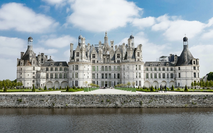 Château de Chambord in Loire Valley, France, viewed from across the water.