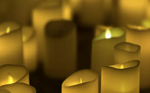 Candles glowing at Chopin Candlelight Piano Recital, Krakow.