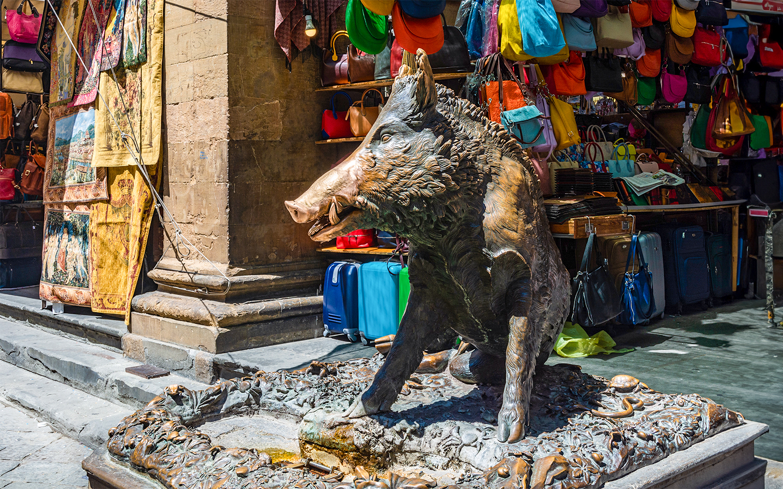 Porcellino statue at Florence market on Heart of Florence Walking Tour.