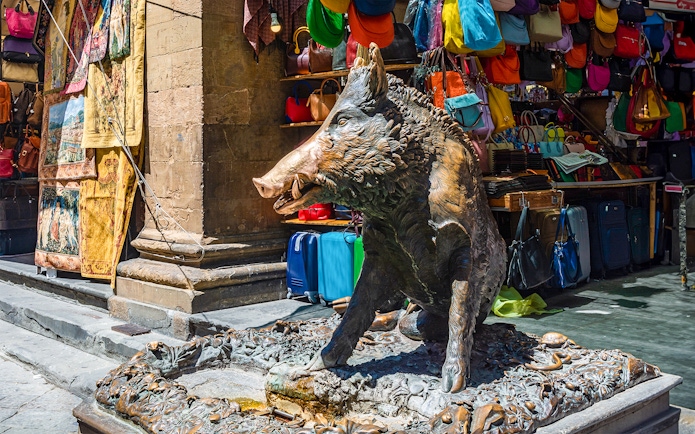 Porcellino statue at Florence market on Heart of Florence Walking Tour.
