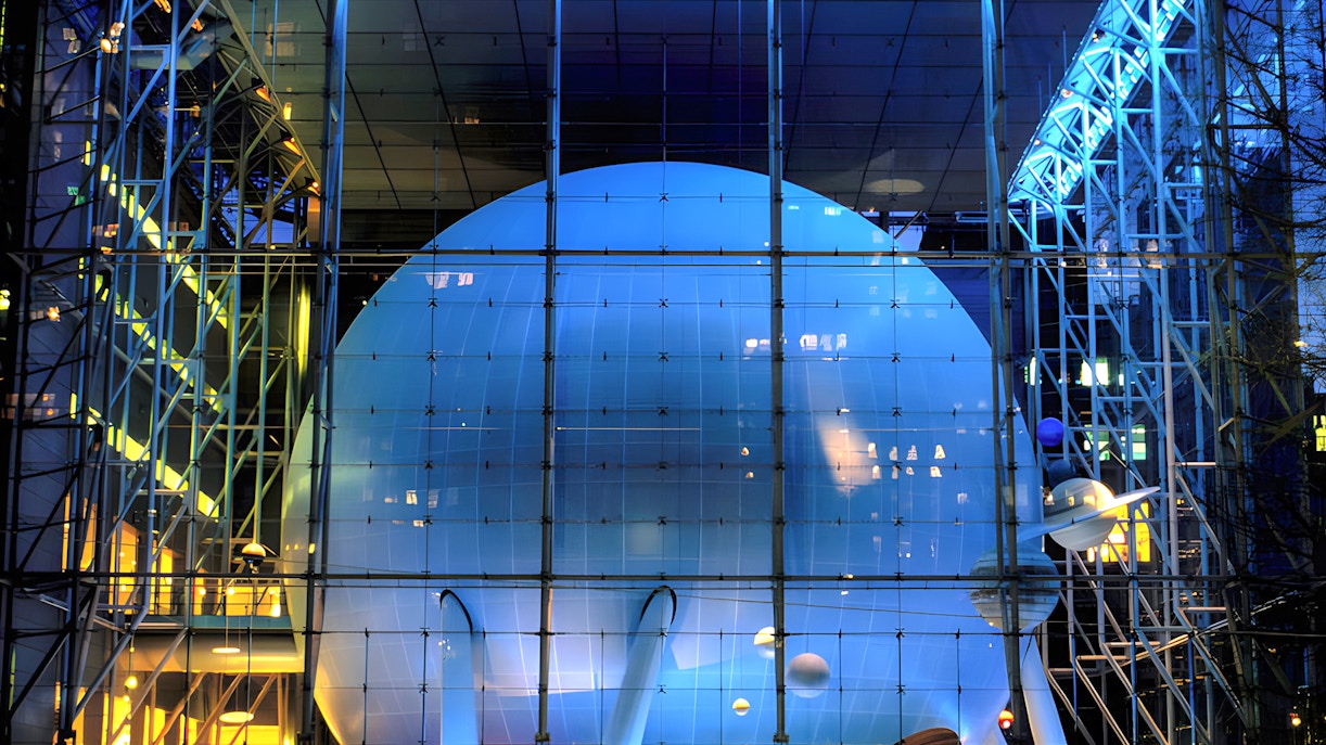 Rose Center for Earth and Space exterior with glass facade in New York City.