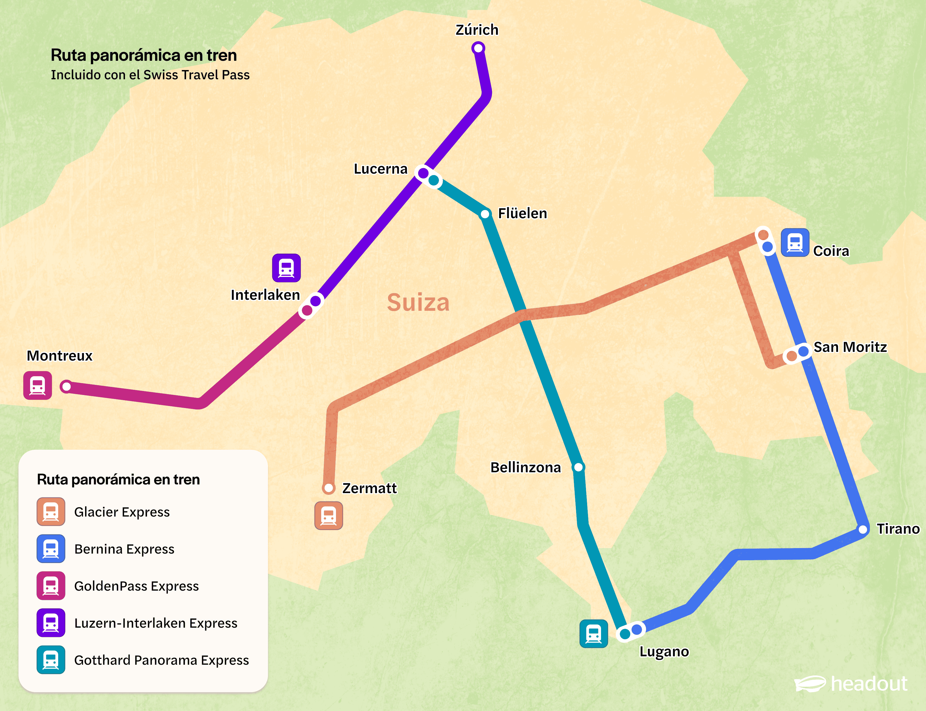 Rutas del tren panorámico suizo