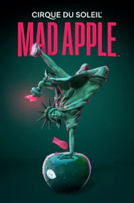 Las Vegas Mad Apple show performers on stage with vibrant lights.