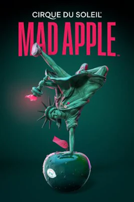Las Vegas Mad Apple show performers on stage with vibrant lights.