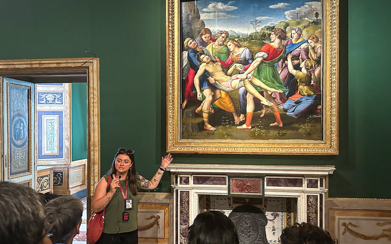 The Deposition painting by Raphael displayed at Borghese Gallery, Rome.