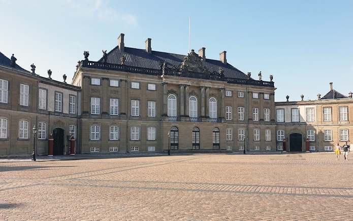 Amalienborg Palace courtyard in Copenhagen, Denmark, site of the Mystery Hunt tour.
