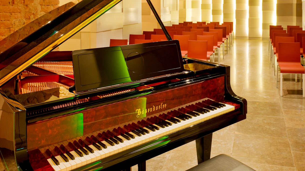 Bösendorfer piano in concert hall at Mozarthaus Vienna.