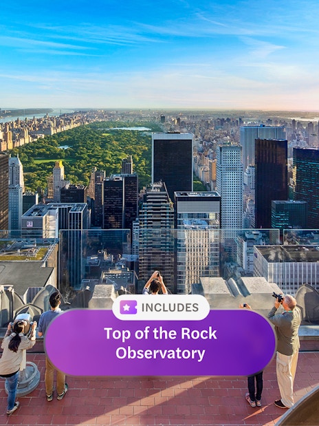 Top of the Rock Observatory view of New York City skyline and Central Park.