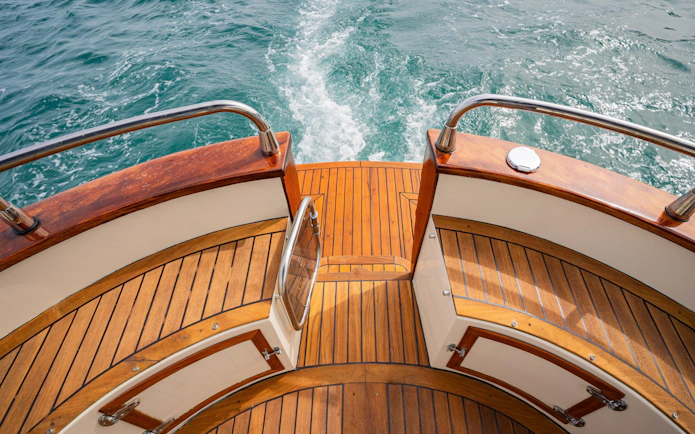 Cruise boat deck overlooking the sea on an Amalfi Coast tour.