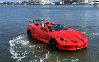 Red jetcar on the Nile River during Cairo adventure tour.