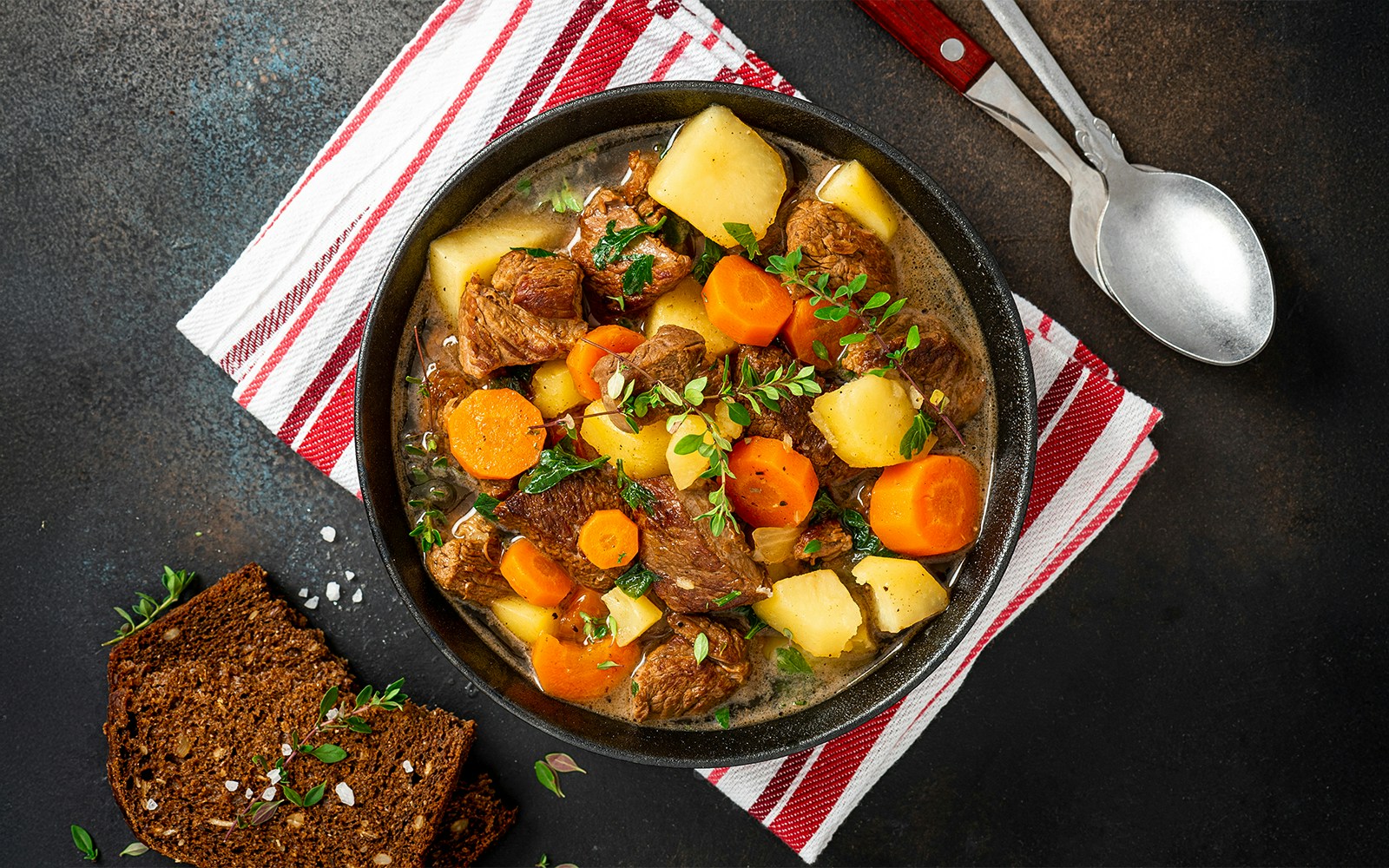 Traditional Irish stew served in a rustic pub in Belfast, Northern Ireland.
