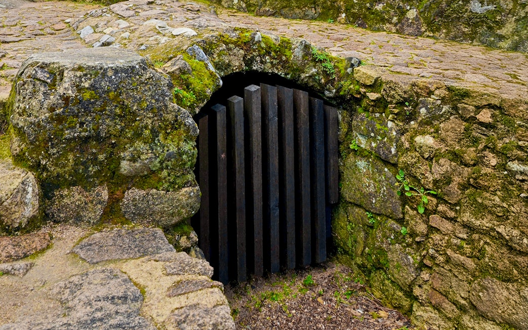 Moorish Castle Door of Betrayal in Sintra, Portugal, featuring ancient stonework.
