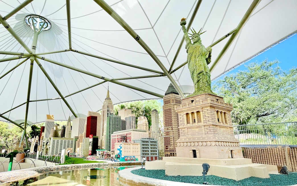 LEGO model of the Statue of Liberty and New York skyline at Miniland USA, LEGOLAND Florida.