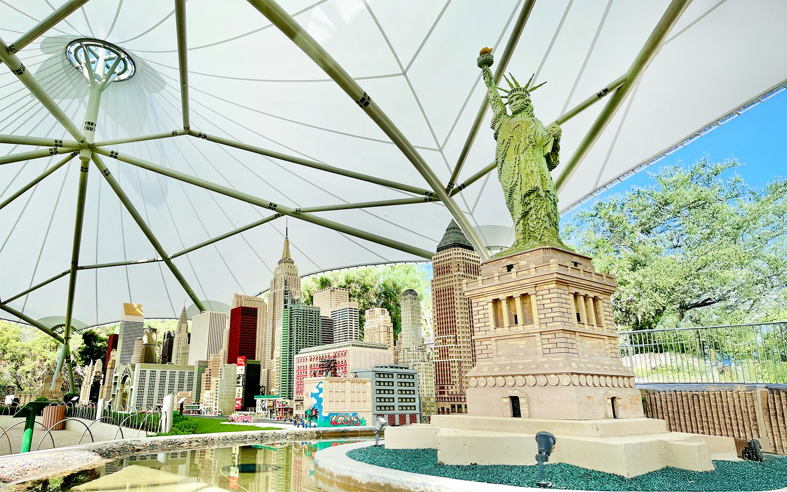 LEGO model of the Statue of Liberty and New York skyline at Miniland USA, LEGOLAND Florida.