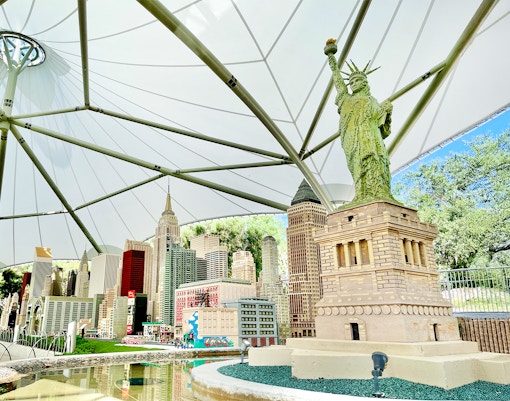 LEGO model of the Statue of Liberty and New York skyline at Miniland USA, LEGOLAND Florida.