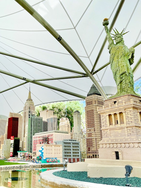 LEGO model of the Statue of Liberty and New York skyline at Miniland USA, LEGOLAND Florida.
