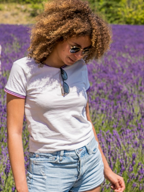 Tourists exploring a lavender field in Luberon during the Lavender Morning Tour.