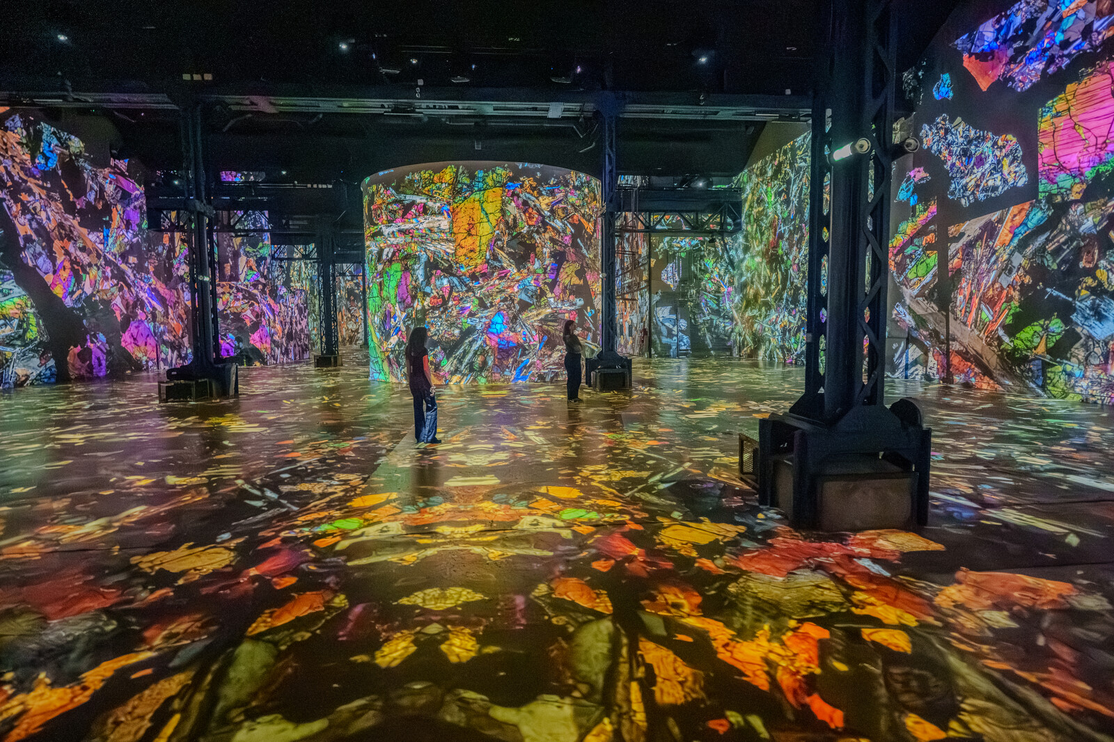 Immersive digital art display at The Moonwalkers Exhibition, Atelier des Lumières, Paris.