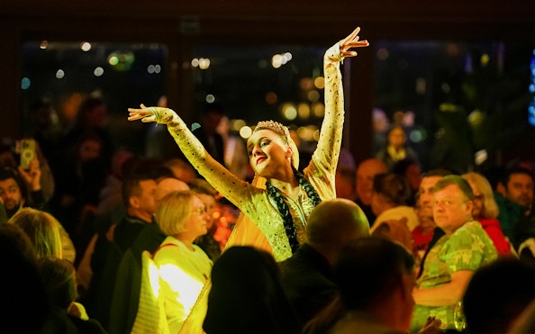 Dancer performing on Bosphorus 4-Course Dinner Cruise with live entertainment.