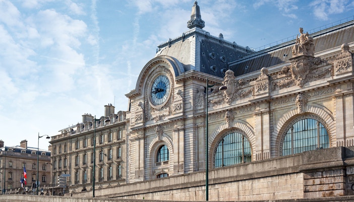 D’Orsay Museum exterior with clock tower in Paris, France.